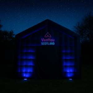 VenYou Scotland inflatable tent glowing blue under the stars